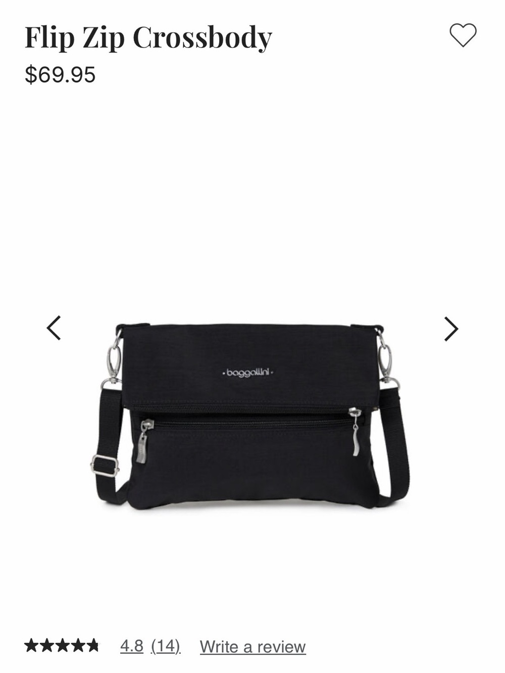 Baggallini Black Flip Zip Crossbody
